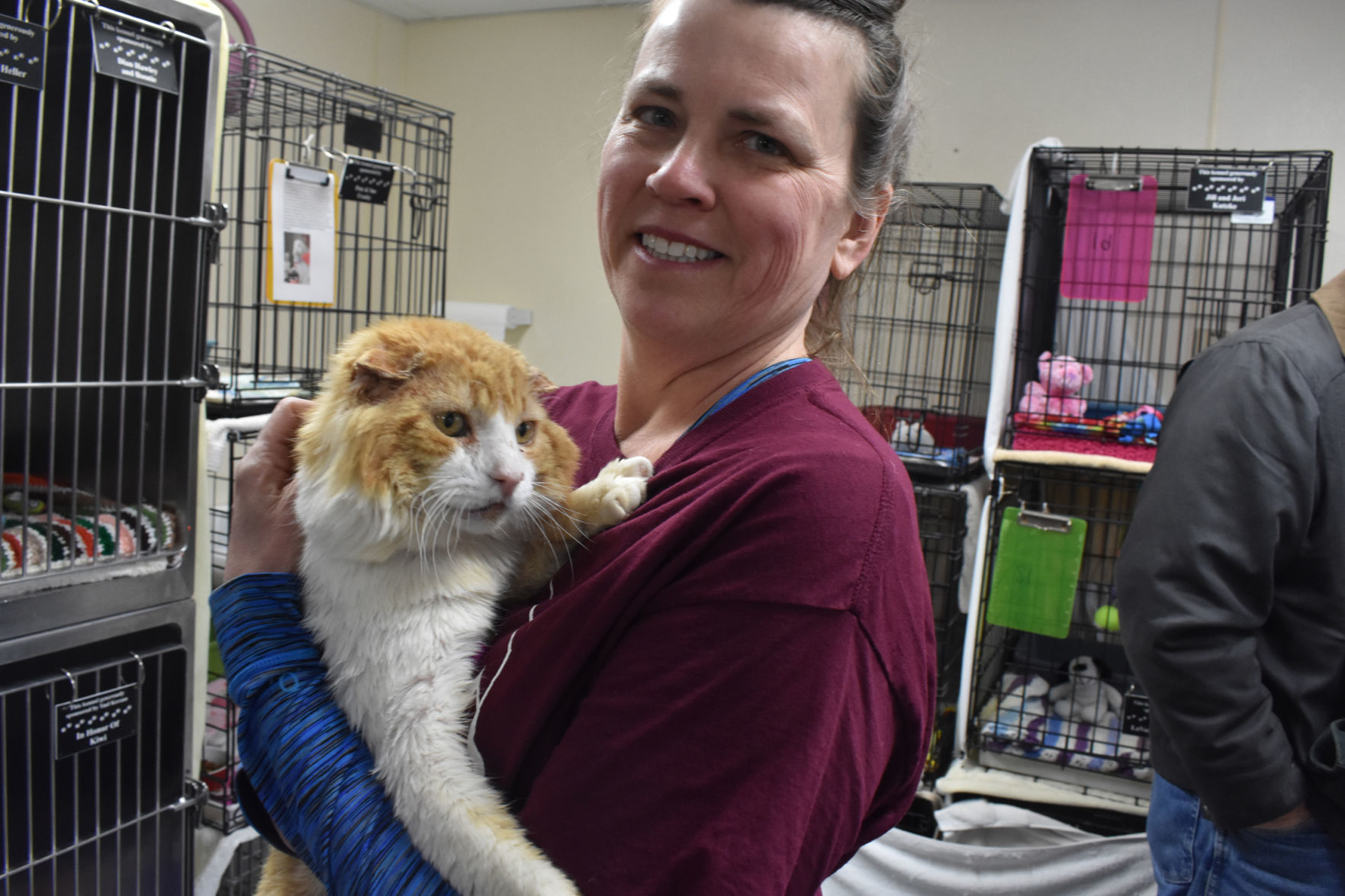 Michele Baillies with Clarence the cat